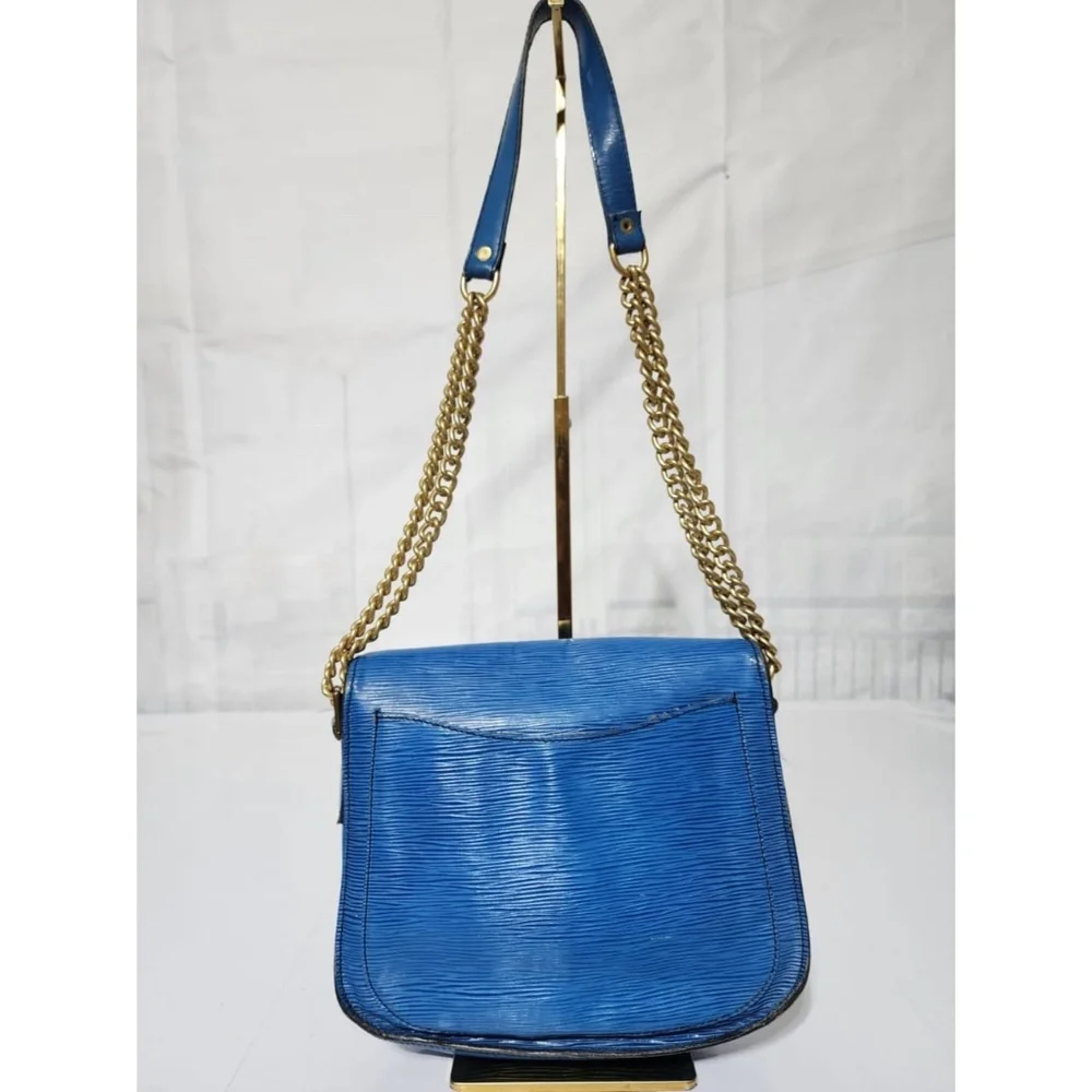 Authentic LOUIS VUITTON Epi Saint Cloud GM Shoulder Bag Blue